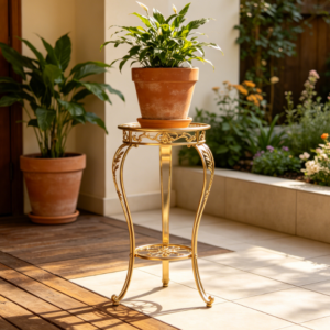 Double-Layer Carved Luxury Adjustable Wrought Iron Flower Stand
