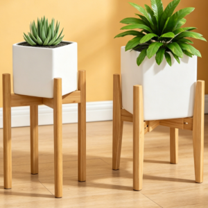 2-Piece Adjustable Bamboo Plant Stand | Living Room Corner Plant Stand