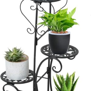 4-Tier Metal Flower Pot Display Rack | Approx. 81cm Height | Wrought Iron Storage Rack | Patio, Balcony, Garden