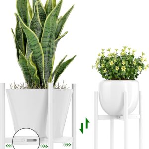 Adjustable Metal Flower Pot Stand | Indoor & Outdoor | White Modern Flower Stand
