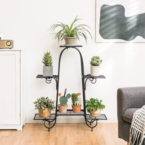 6-Tier Metal Flower Pot Display Rack | Vertical Storage | Suitable for Patios, Gardens, Balconies, and Indoors