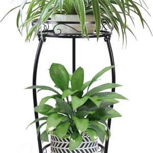 Double-Layer Metal Planter Stand | Approx. 64cm Height | Heavy-Duty Rust-Resistant Iron | Suitable for Indoor and Outdoor Use