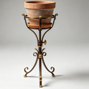 Adjustable Wrought Iron Flower Pot Stand with Height Adjustment Screw