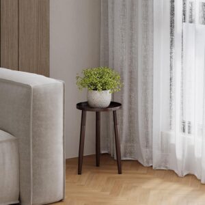 Adjustable Height Metal Plant Stand with Tray | Fits 11-inch Pots | Medieval Style Coffee Brown
